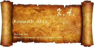 Kossuth Aliz névjegykártya